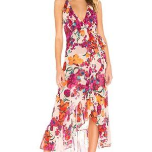 Misa Pink Melany Midi Wrap Floral Dress SZ S